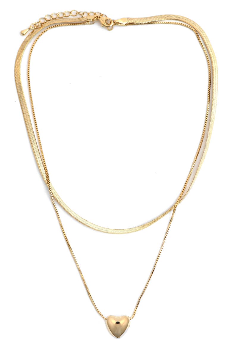 Double Layered Heart Pendant Necklace, Main, color, GOLD
