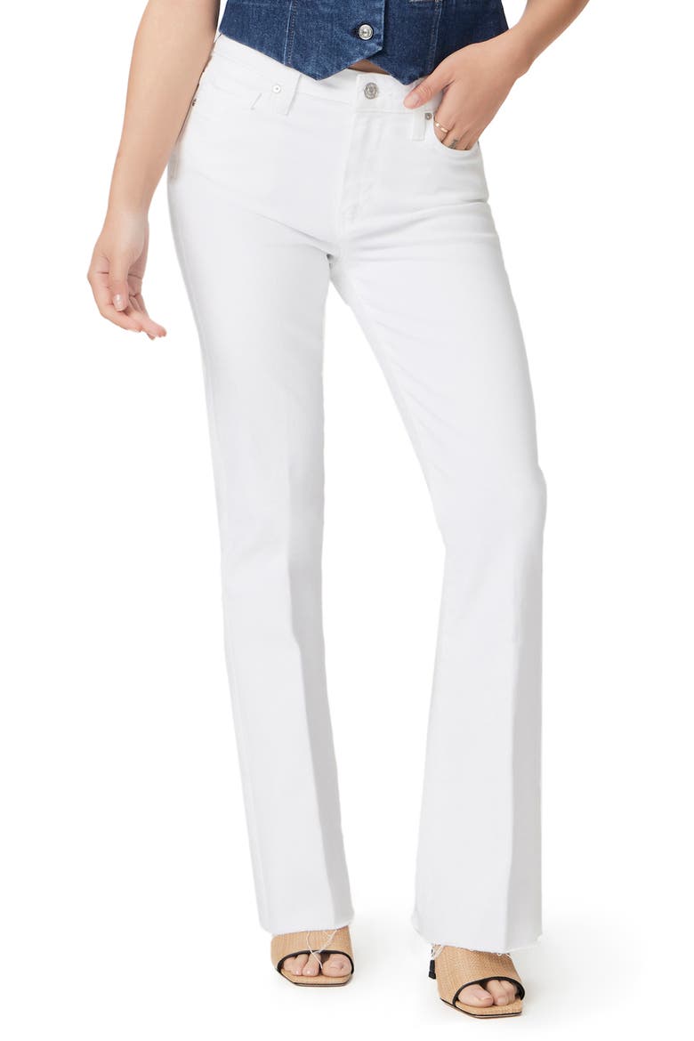 Laurel Canyon Raw Hem High Waist Bootcut Jeans, Main, color, CRSP WHT