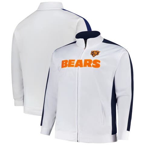 Men's Fanatics White Chicago Bears Big & Tall Tricot Full-Zip Track Jacket