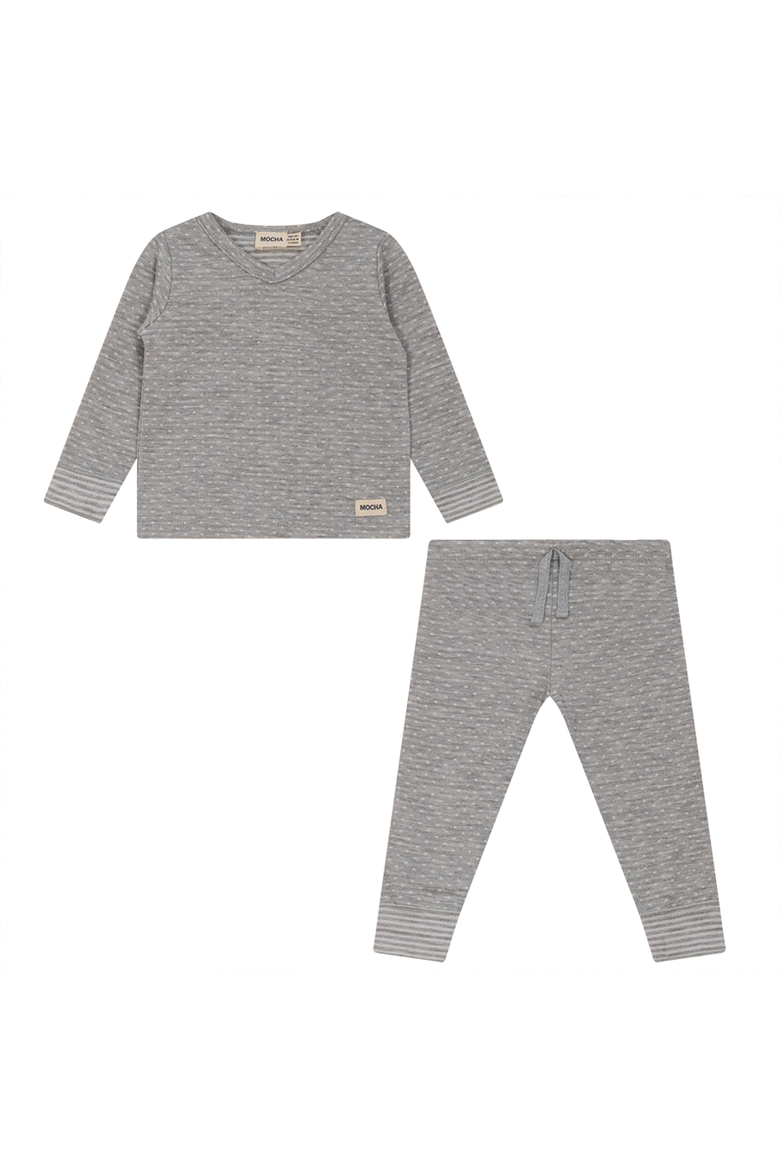 Dot Print 2 Piece Set, Long Sleeve Top & Elastic Waist Bottom, Alternate, color, Light Grey
