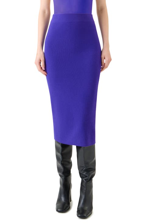 Stretch Virgin Wool & Cashmere Rib Knit Tube Skirt