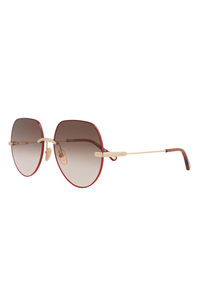 Chloé 58mm Round Sunglasses, Alternate, color, Gold Gold Brown