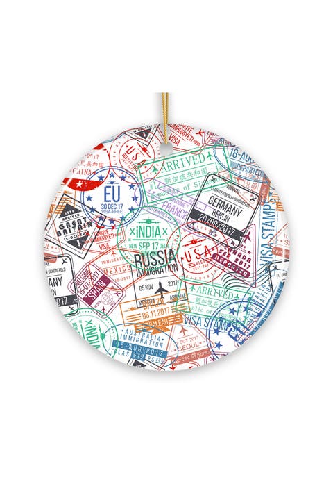 Passport Visa Stamps Travel Collage Ornament