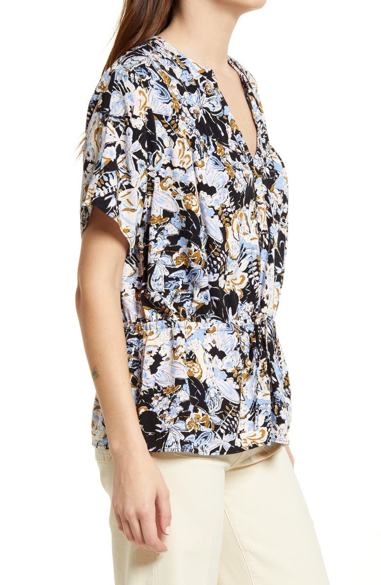 Treasure & Bond Floral Drawstring Waist Top, Alternate, color, 