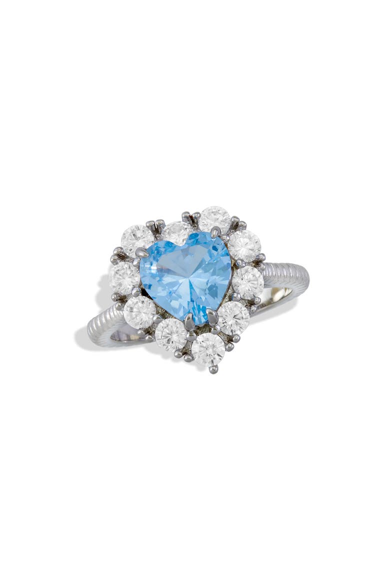Bold Heart CZ Statement Ring, Main, color, SILVER