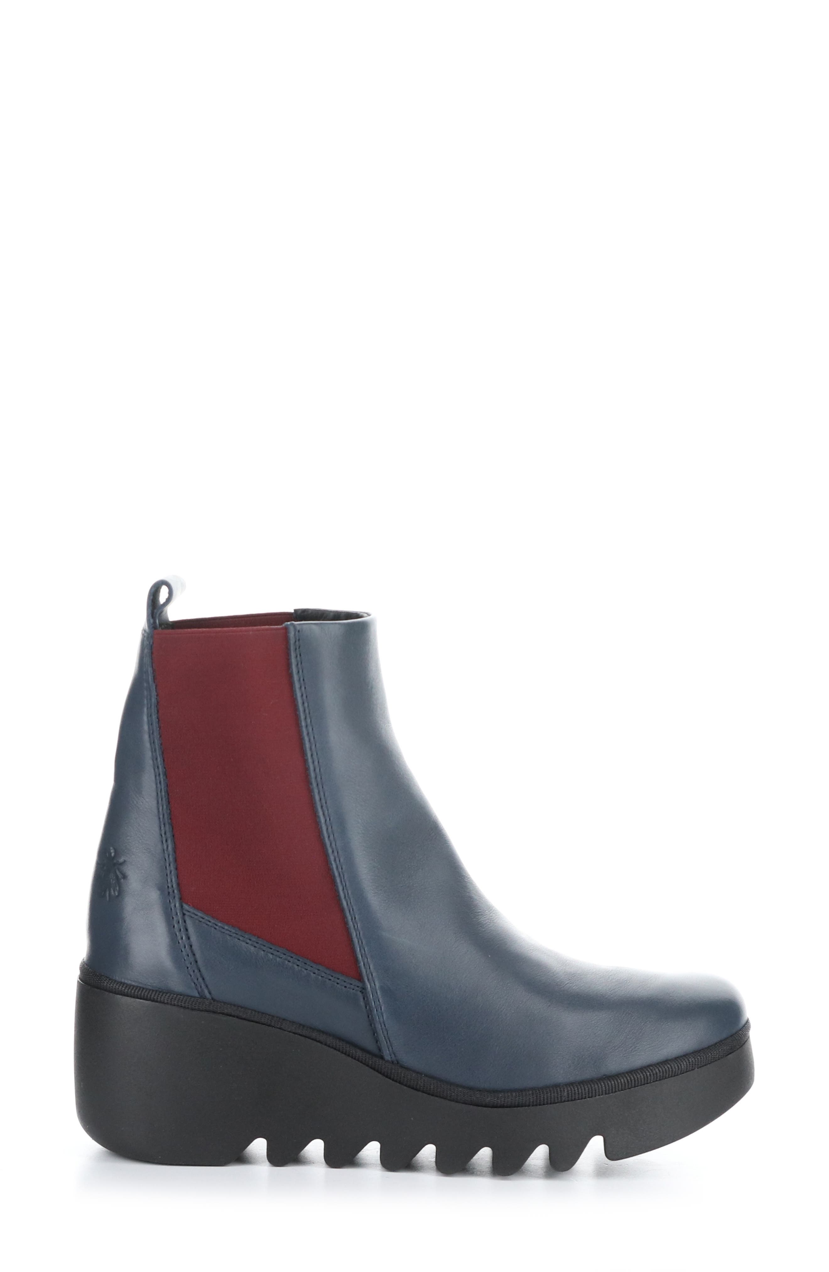 Fly Long Bagu Wedge Chelsea Boot, Alternate, color, NAVY/ WINE