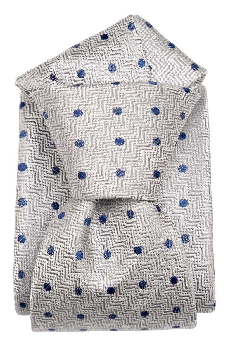 Elizabetta Tiburtina - Extra Long Silk Jacquard Tie for Men, Alternate, color, Silver Grey