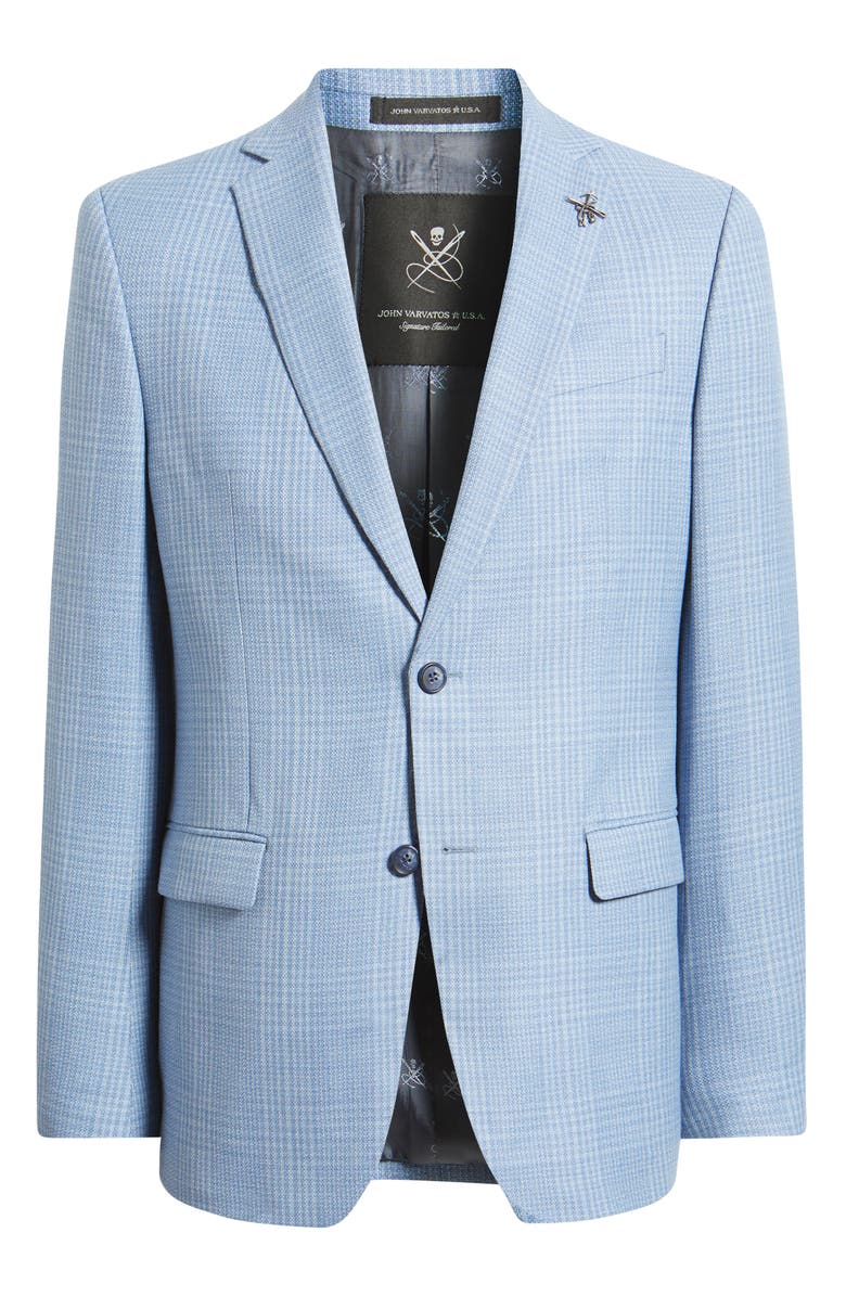 John Varvatos Star USA Bleecker Windowpane Plaid Wool Blend Sport Coat, Alternate, color, Light Blue