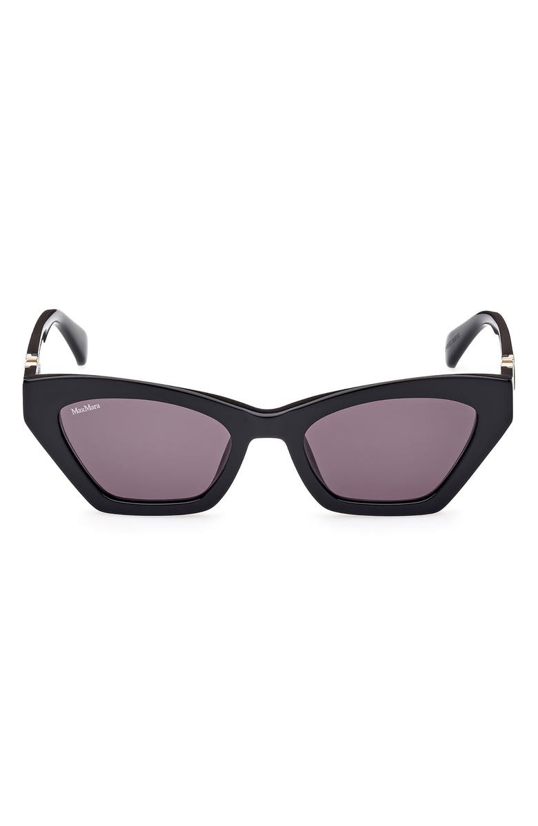 Max Mara 52mm Cat Eye Sunglasses, Main, color, Shiny Black / Smoke
