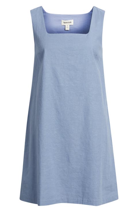 Linen Blend Shift Dress