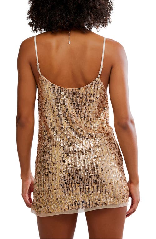 Free People Midnight Kiss Sequin Mini Slipdress In Brown