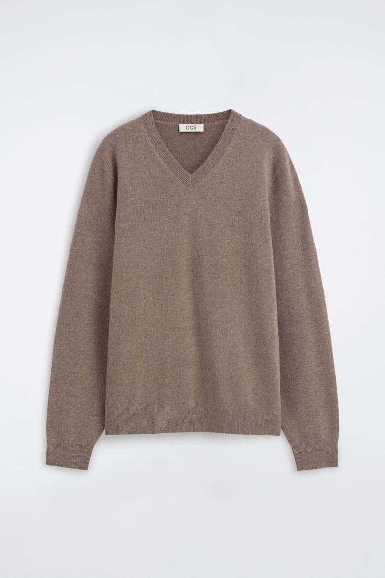 Cashmere V-Neck Sweater, Alternate, color, BEIGE / UNDYED