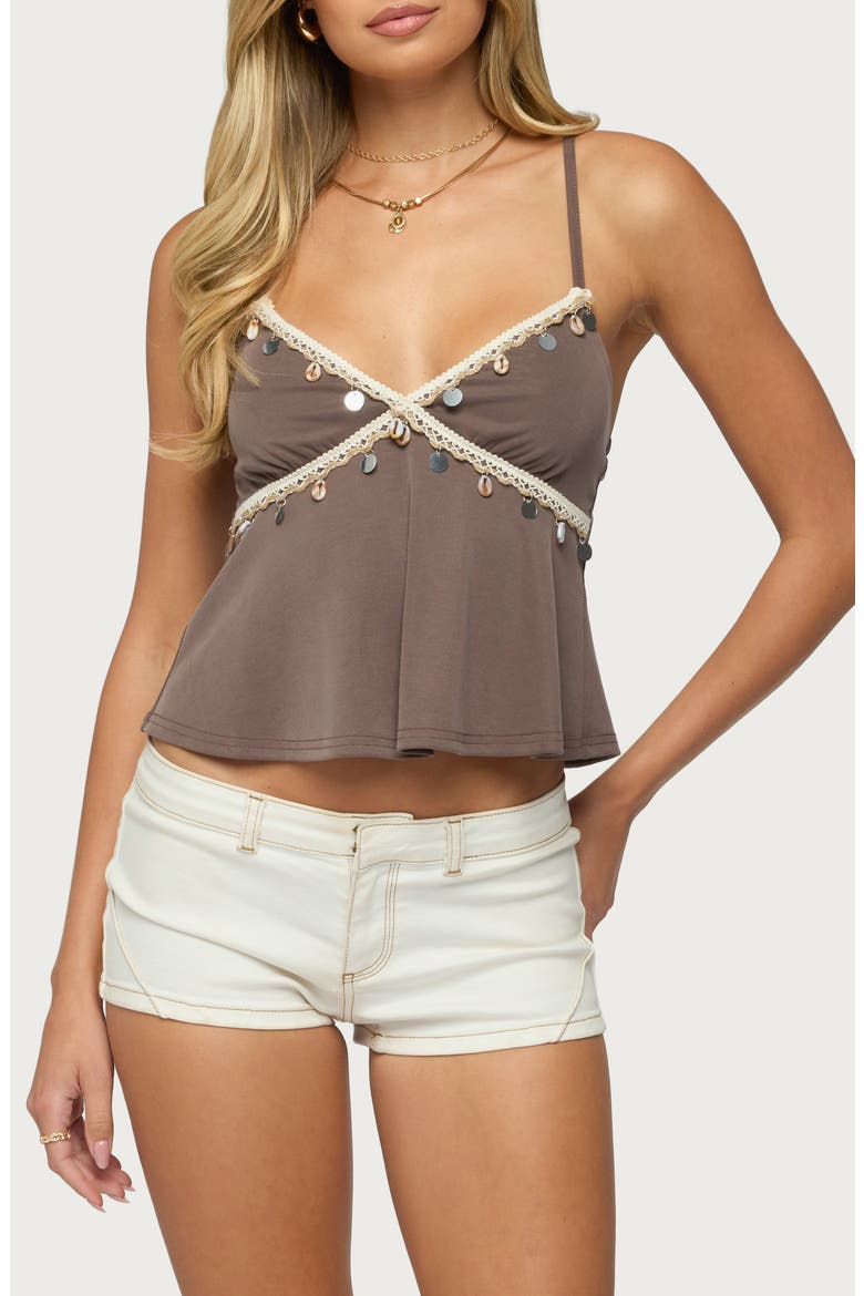 Moya Lace Charm Camisole, Main, color, BROWN