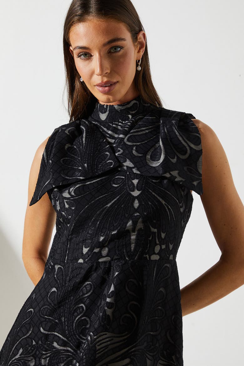 Bow Sleeve Jacquard Dress, Alternate, color, Black