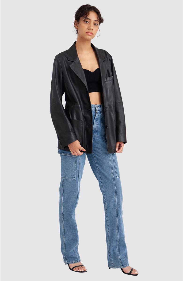 HYER GOODS Deadstock Leather Relaxed Fit Blazer, Alternate, color, 