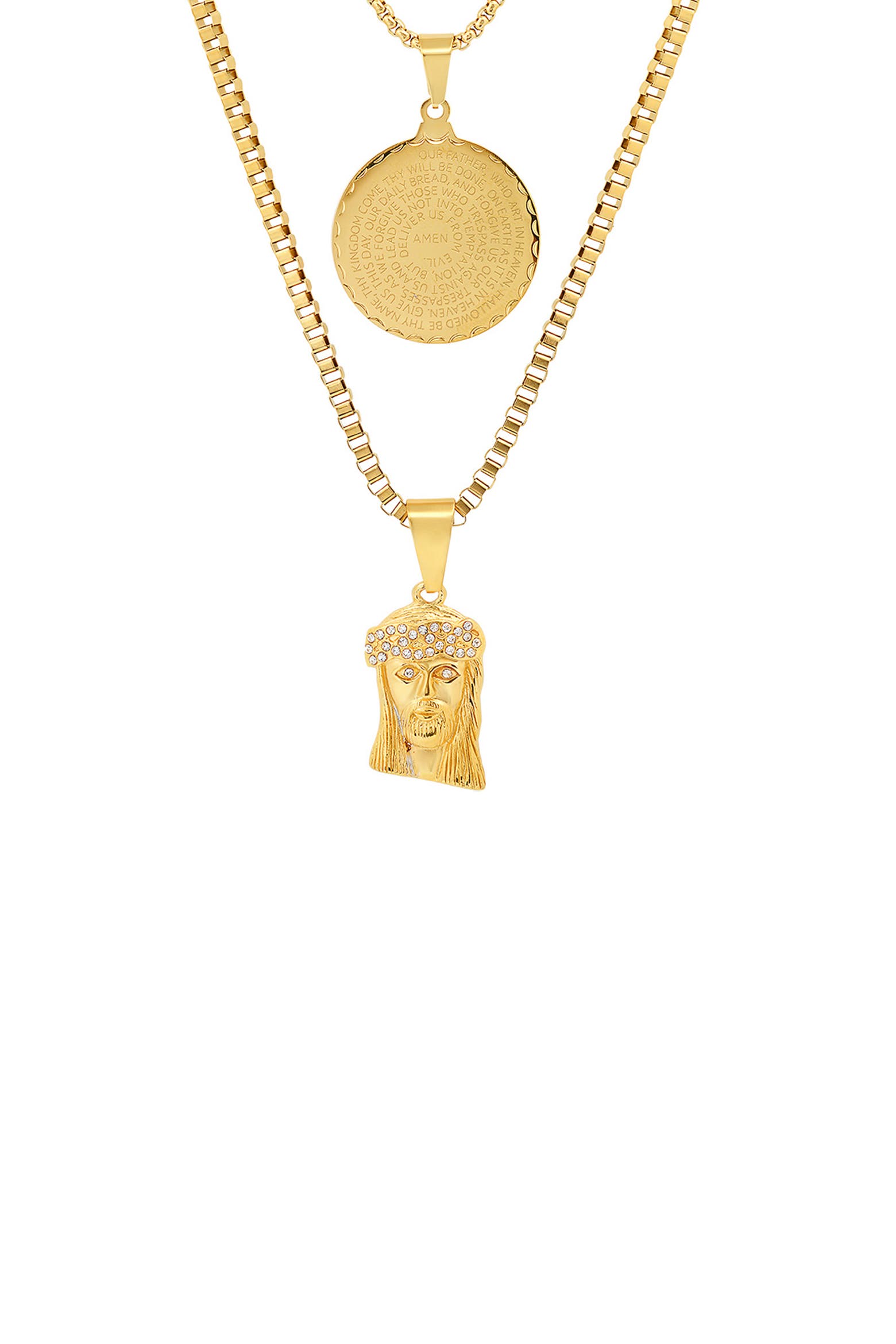 510 Gold Code HMY JEWELRY Men's 18K Yellow Gold Plated Stainless Steel Layered ...