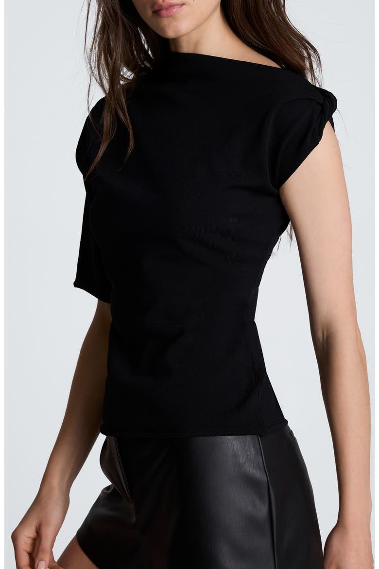 Asymmetric Drape Neck Jersey Top, Alternate, color, BLACK