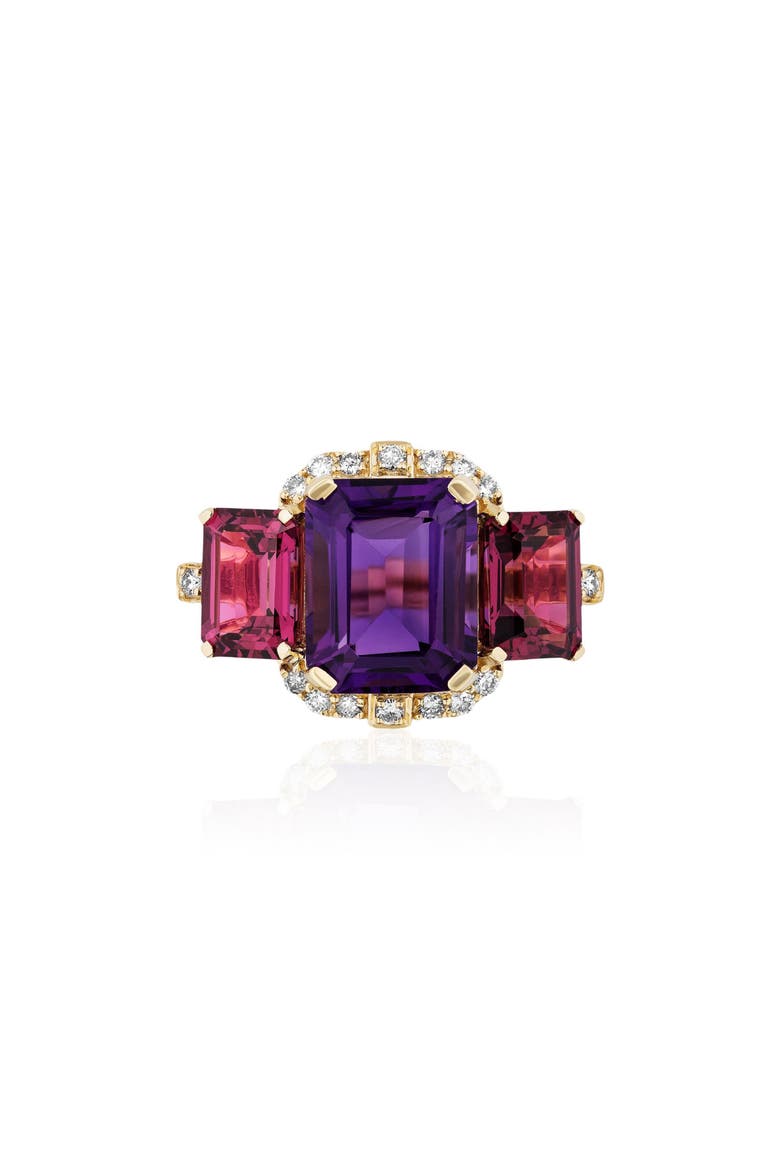 Gossip Semiprecious Stone Ring, Alternate, color, PURPLE / RED