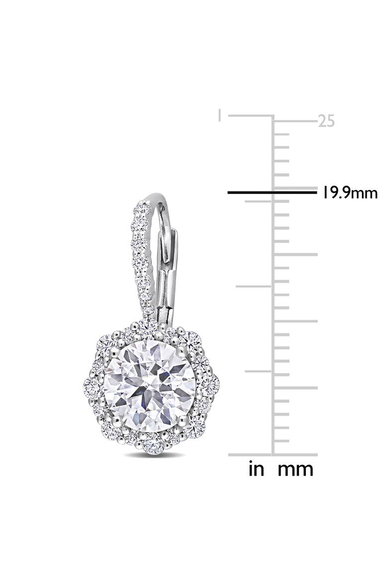 Sterling Silver Lab Created Moissanite Halo Drop Earrings, Alternate, color, SILVER