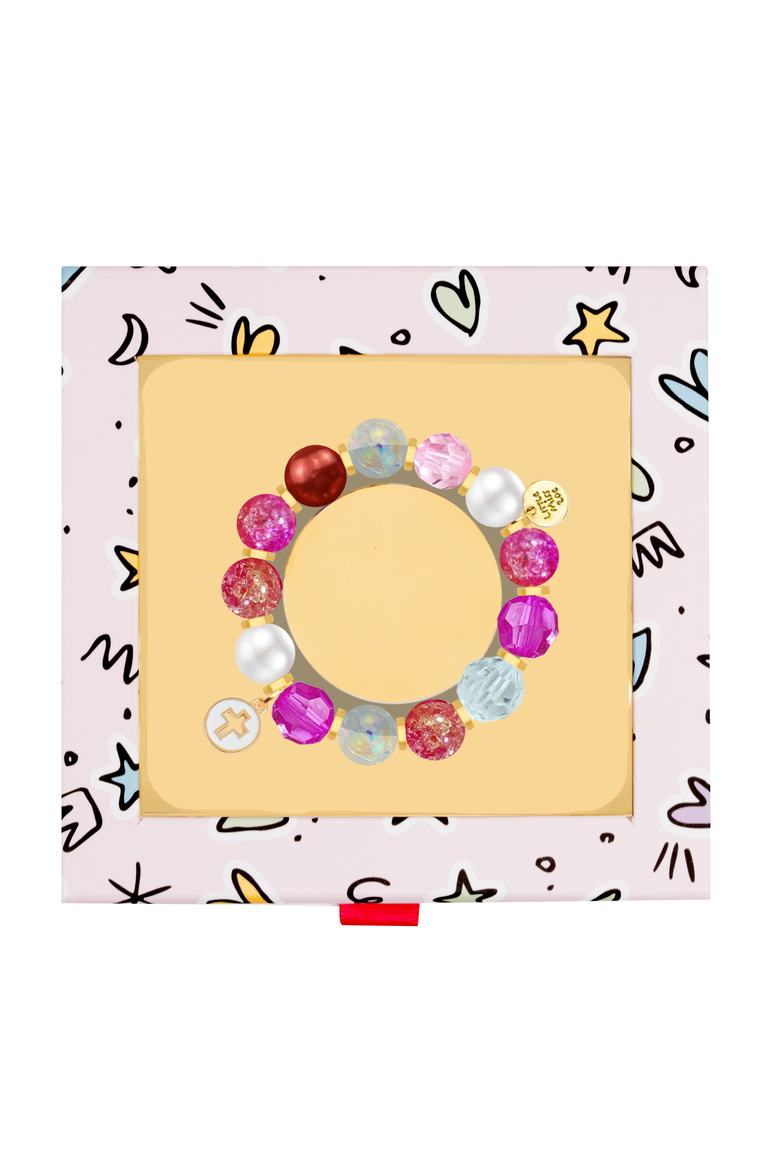 Kids' Cross Charm Bracelet in Signature Gift Box, Main, color, Pink