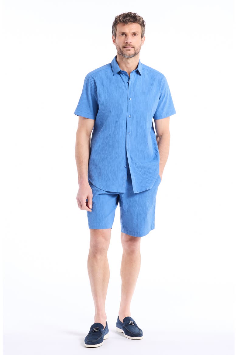 Thresher Crinkled Woven Shorts, Alternate, color, BLUE