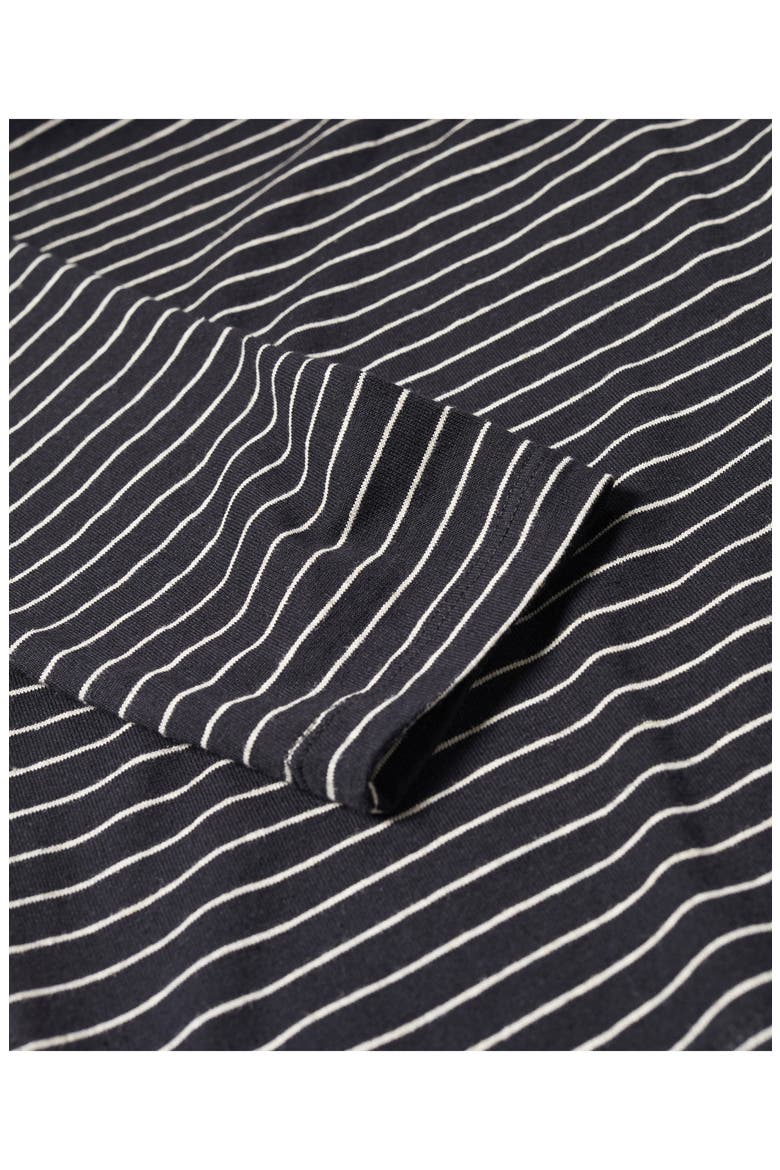 Stripe Long Sleeve Cotton & Linen T-Shirt, Alternate, color, BLACK
