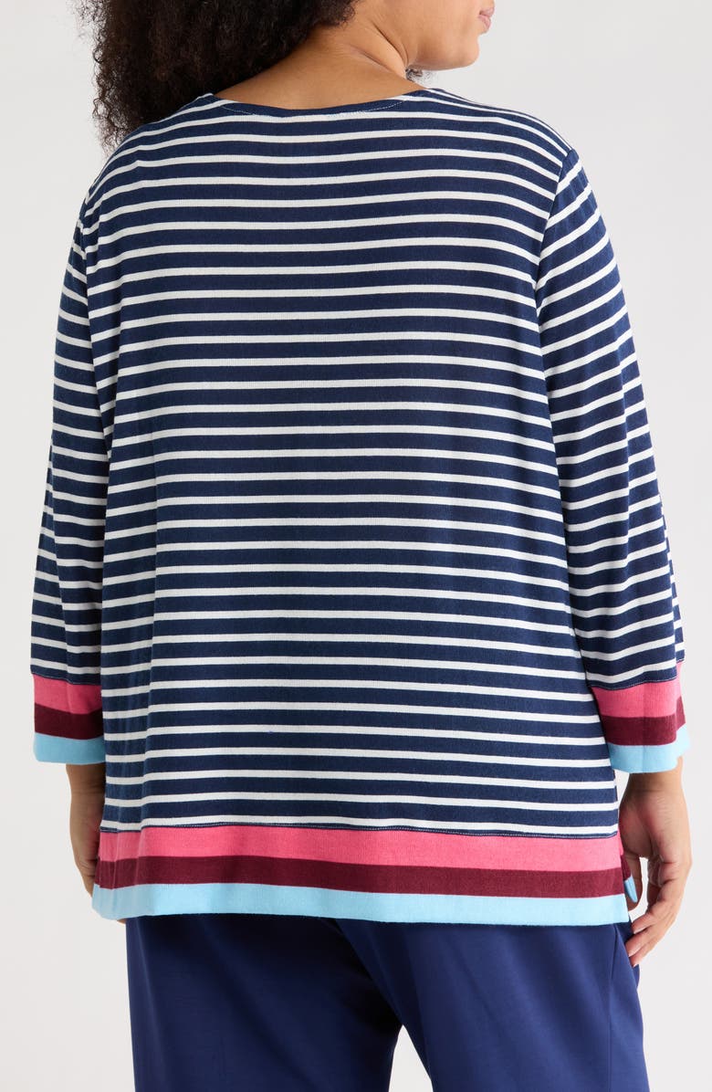 RUBY RD Stripe Hacci Pullover, Alternate, color, Indigo Multi