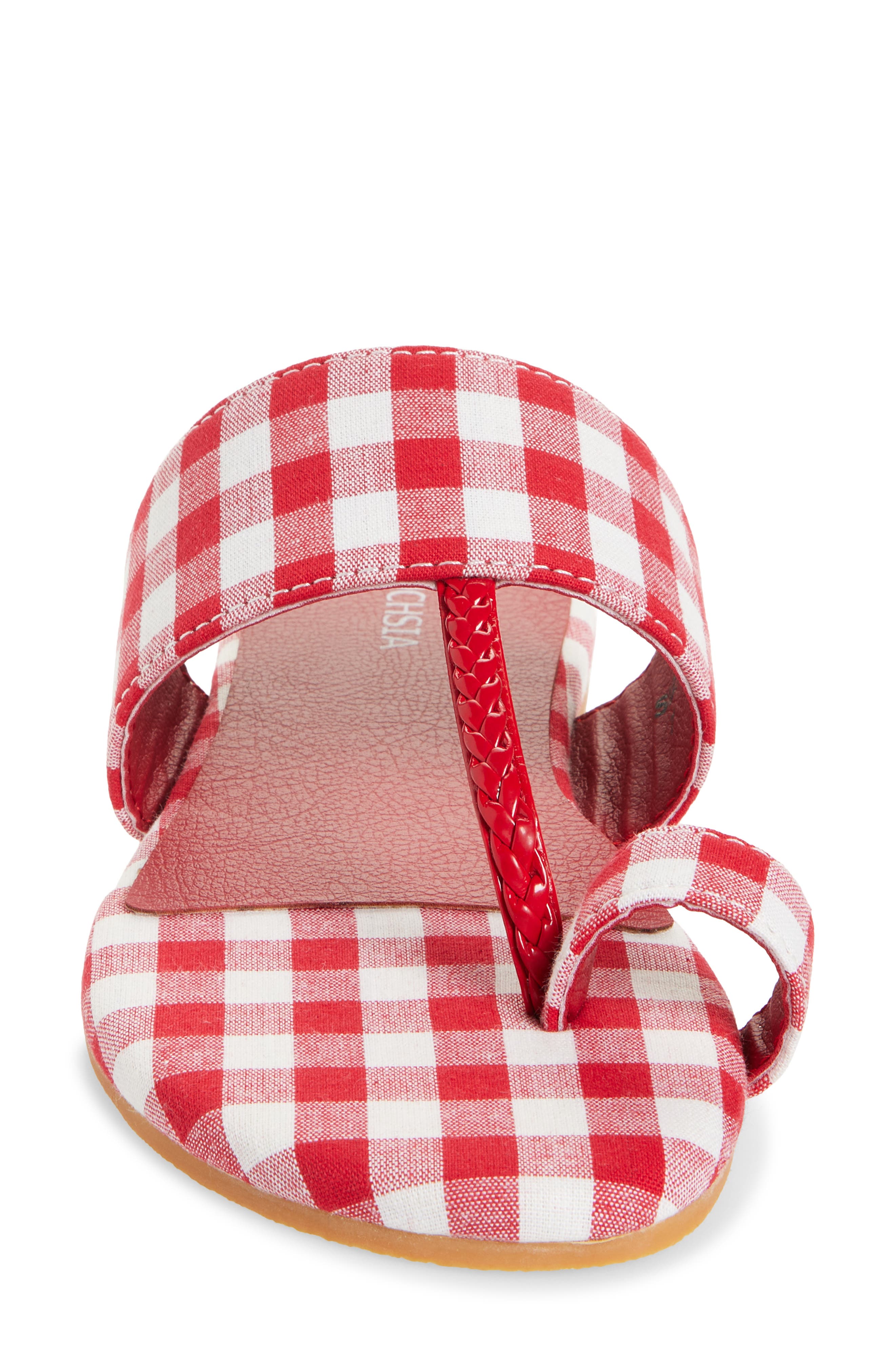 FUCHSIA Gingham Toe Sandal, Alternate, color, Red White