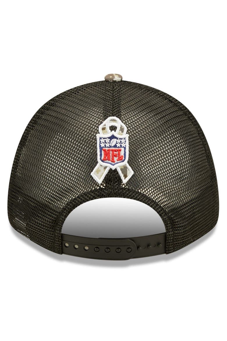 Men's New Era Black/Camo Miami Dolphins 2022 Salute To Service 9FORTY Snapback Trucker Hat, Alternate, color, Black