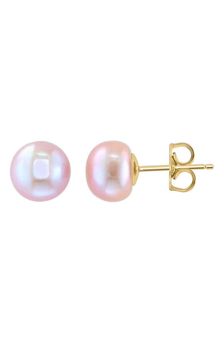 EFFY 14K Yellow Gold 11mm Cultured Freshwater Pearl Stud Earrings, Main, color, Pink