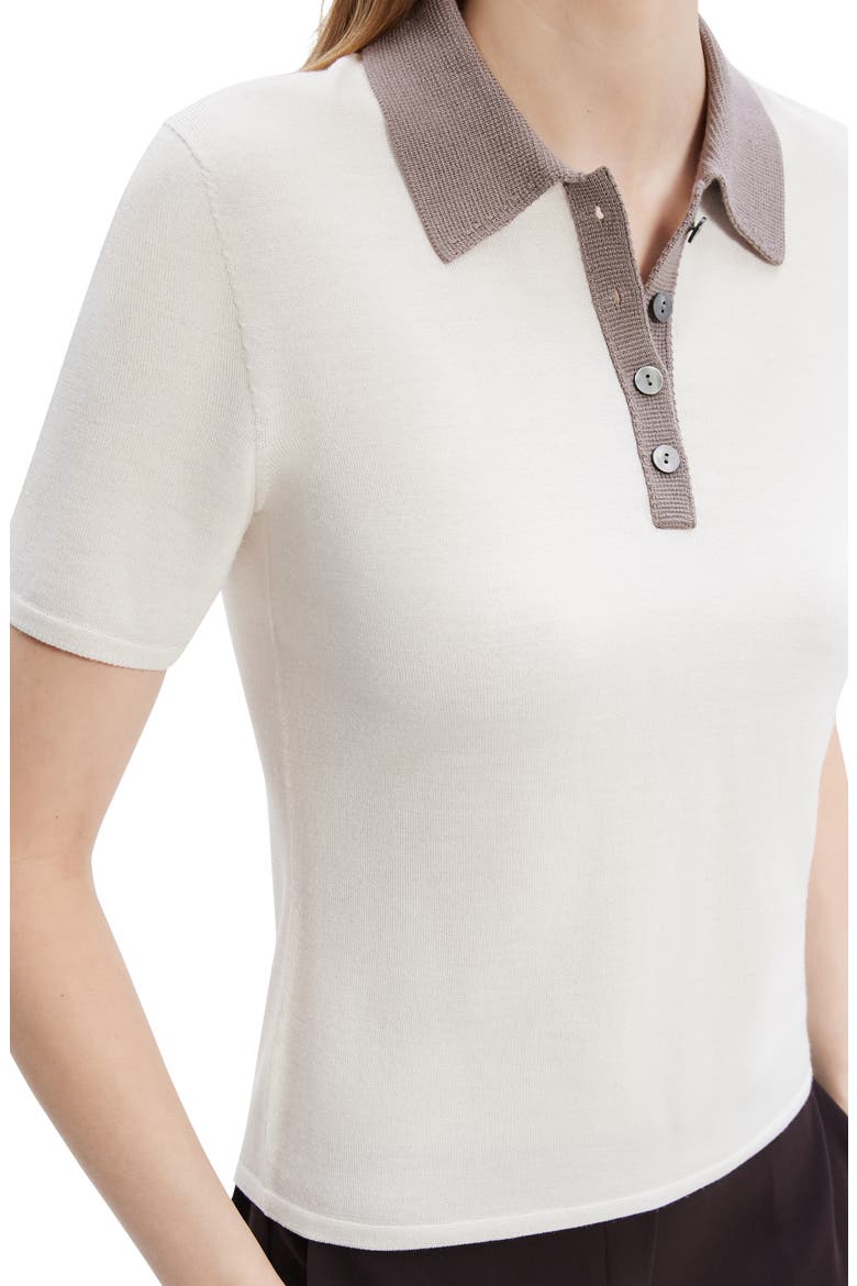 Contrast Wool Blend Polo Sweater, Alternate, color, IVORY/ CINDER