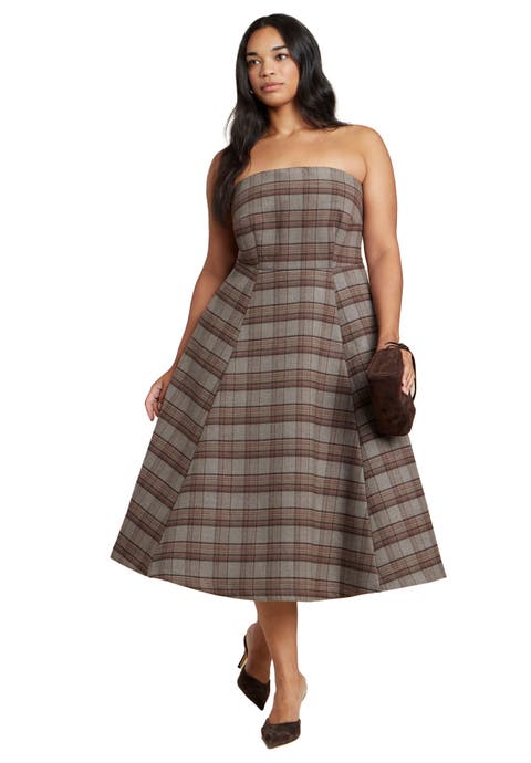 Plaid Fit And Flare Midi Dress (Plus)