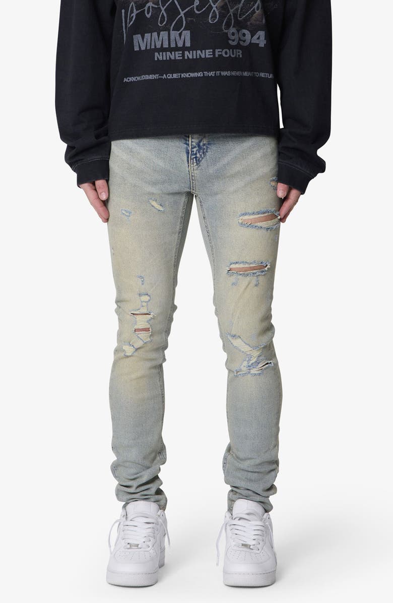 mnml Shredded Skinny Denim Jeans, Main, color,