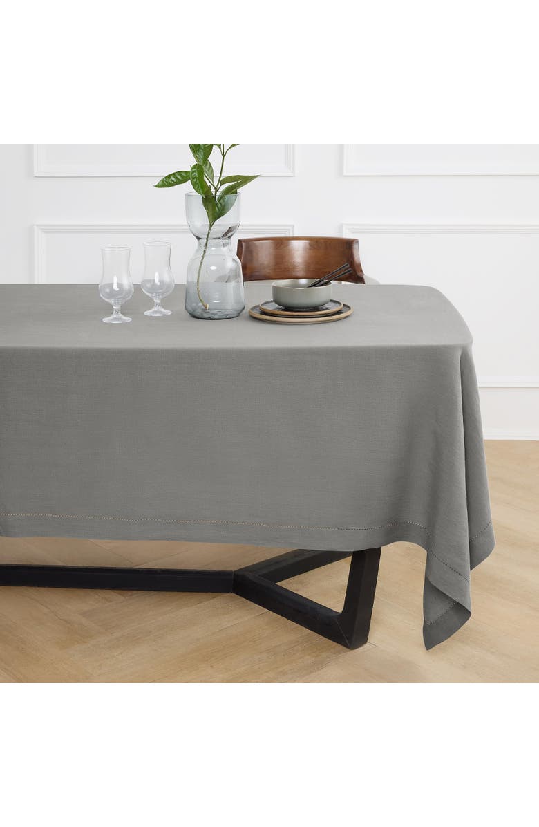 Solino Home Linen Tablecloth - Sonoma Hemstitch, Main, color, Grey