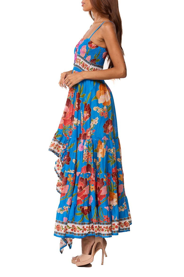 Floral High-Low Maxi Dress, Alternate, color, BLUE