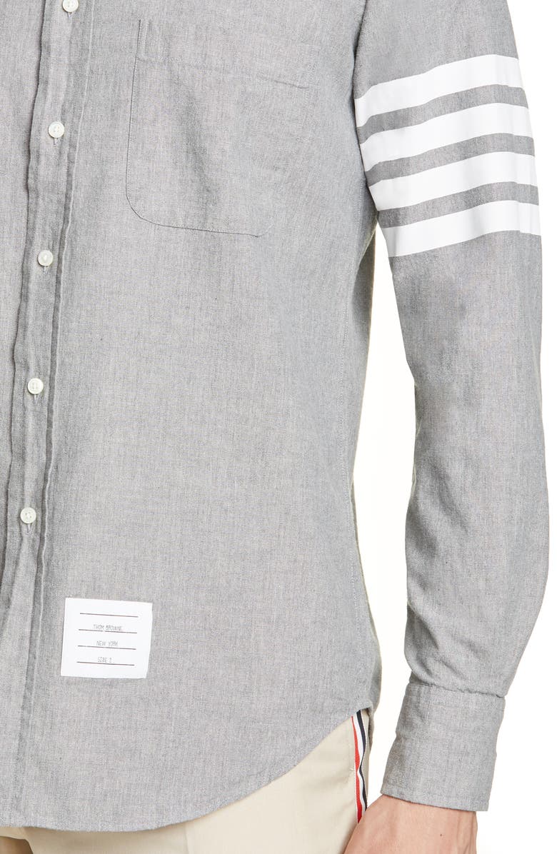 Thom Browne 4-Bar Straight Fit Chambray Button-Down Shirt, Alternate, color,