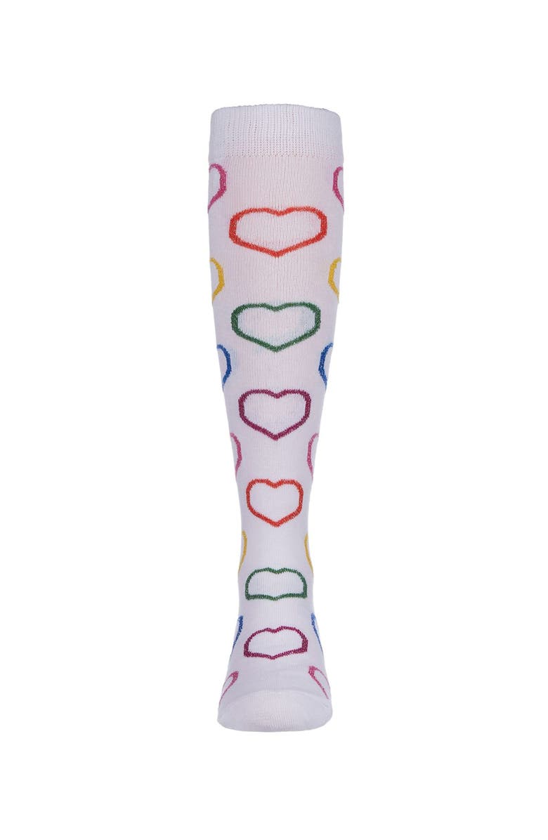 MeMoi Dazzling Hearts Knee High Socks, Alternate, color, White