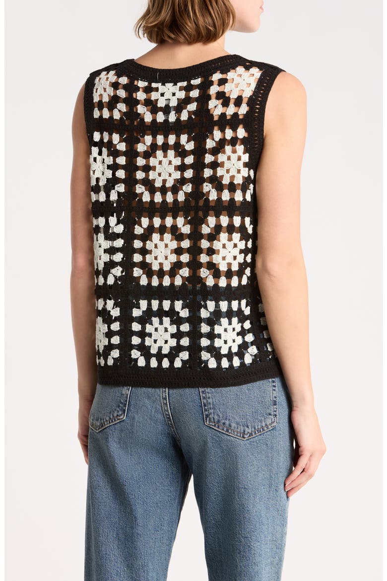 Open Knit Keyhole Vest, Alternate, color, BLACK