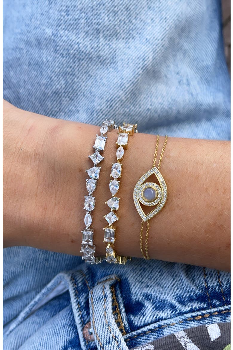 Multi Shape Cubic Zirconia Tennis Bracelet, Alternate, color, SILVER
