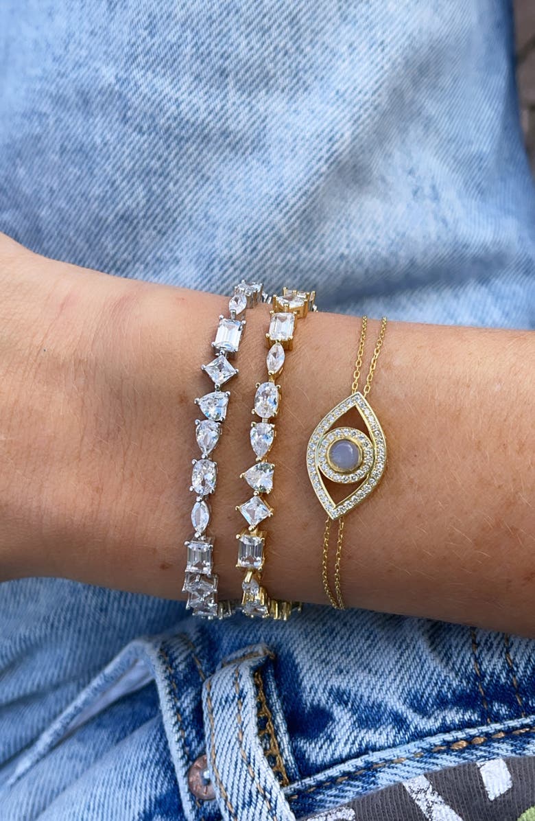 SHYMI Multi Shape Cubic Zirconia Tennis Bracelet, Alternate, color, Silver