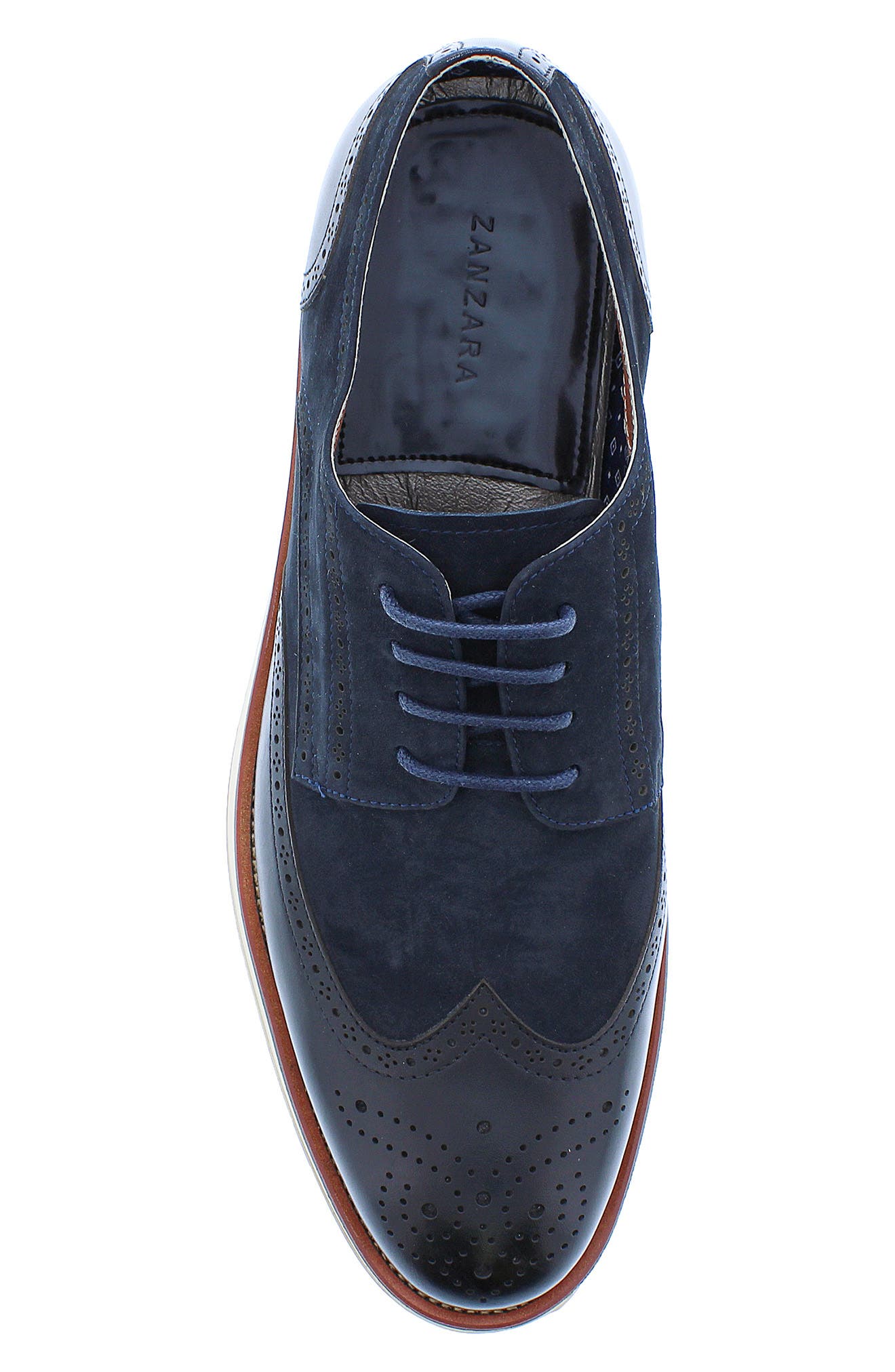 Zanzara Averett Wingtip Blucher, Alternate, color, Black