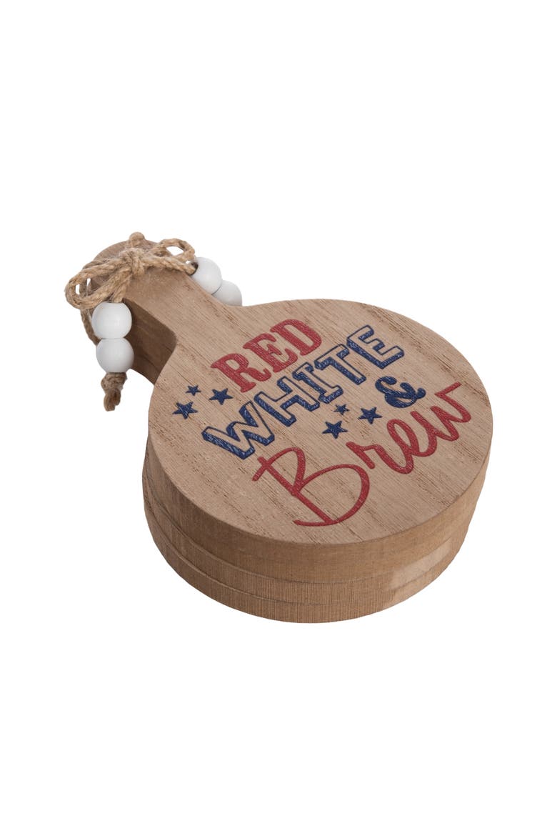 MDF Mini Appetizer Board Brew Set of 4 Red and Blue for Spring Serving and Entertaining, Alternate, color, Multicolored