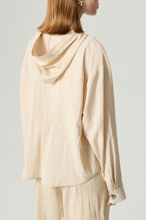 Nocturne Hooded Shirt With Snap Button Details In Neutral