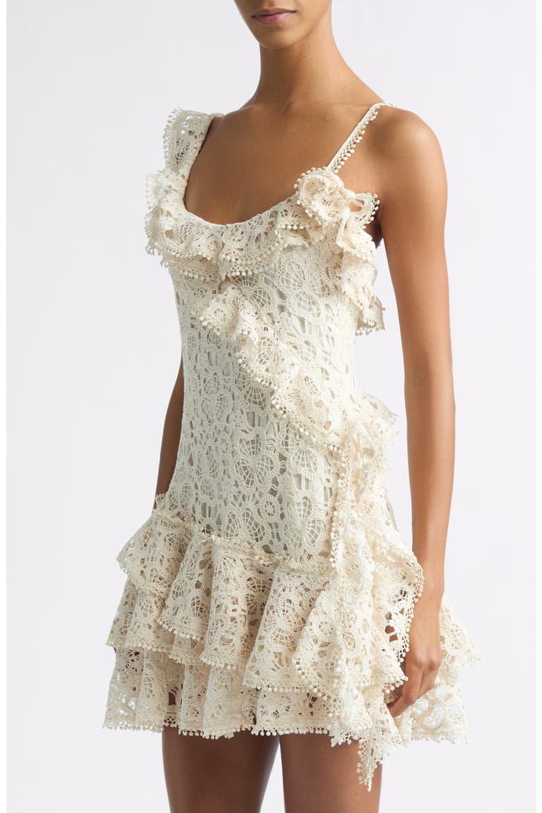 Mimika Asymmetric Cotton Blend Lace Dress, Alternate, color, ECRU