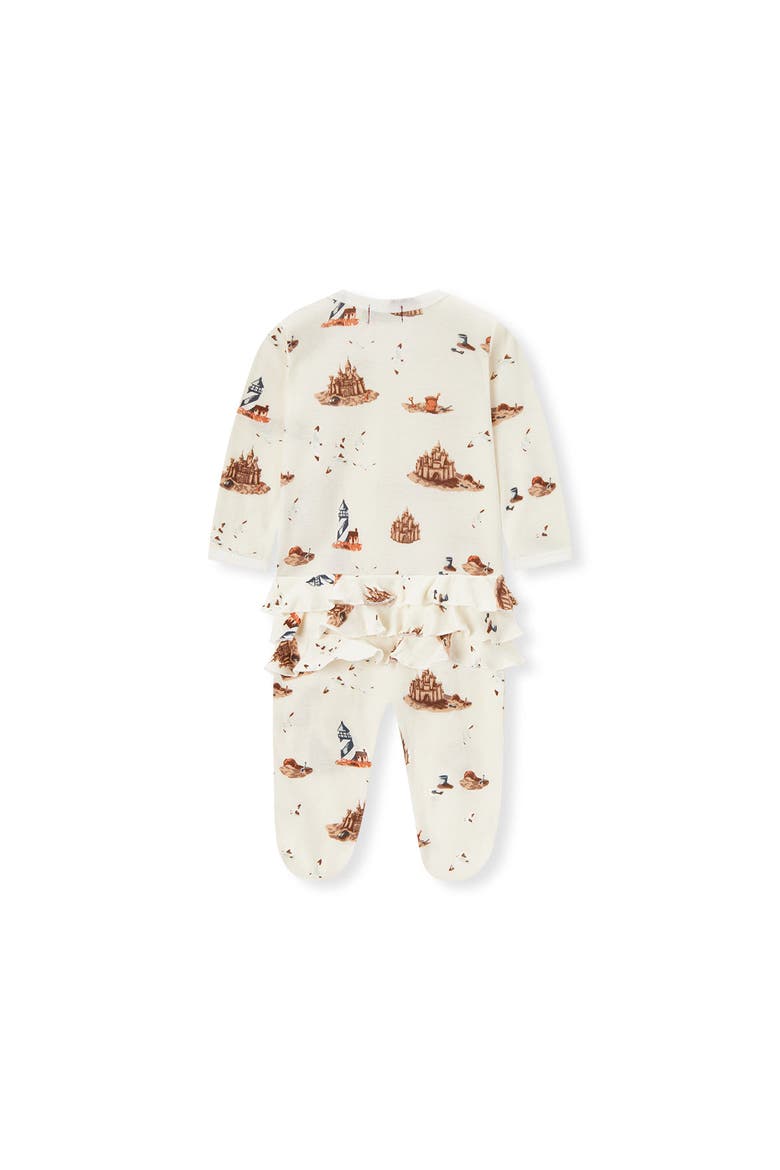 Organic Cotton Ruffle Zipper Footed Romper, Alternate, color, Sandcastle