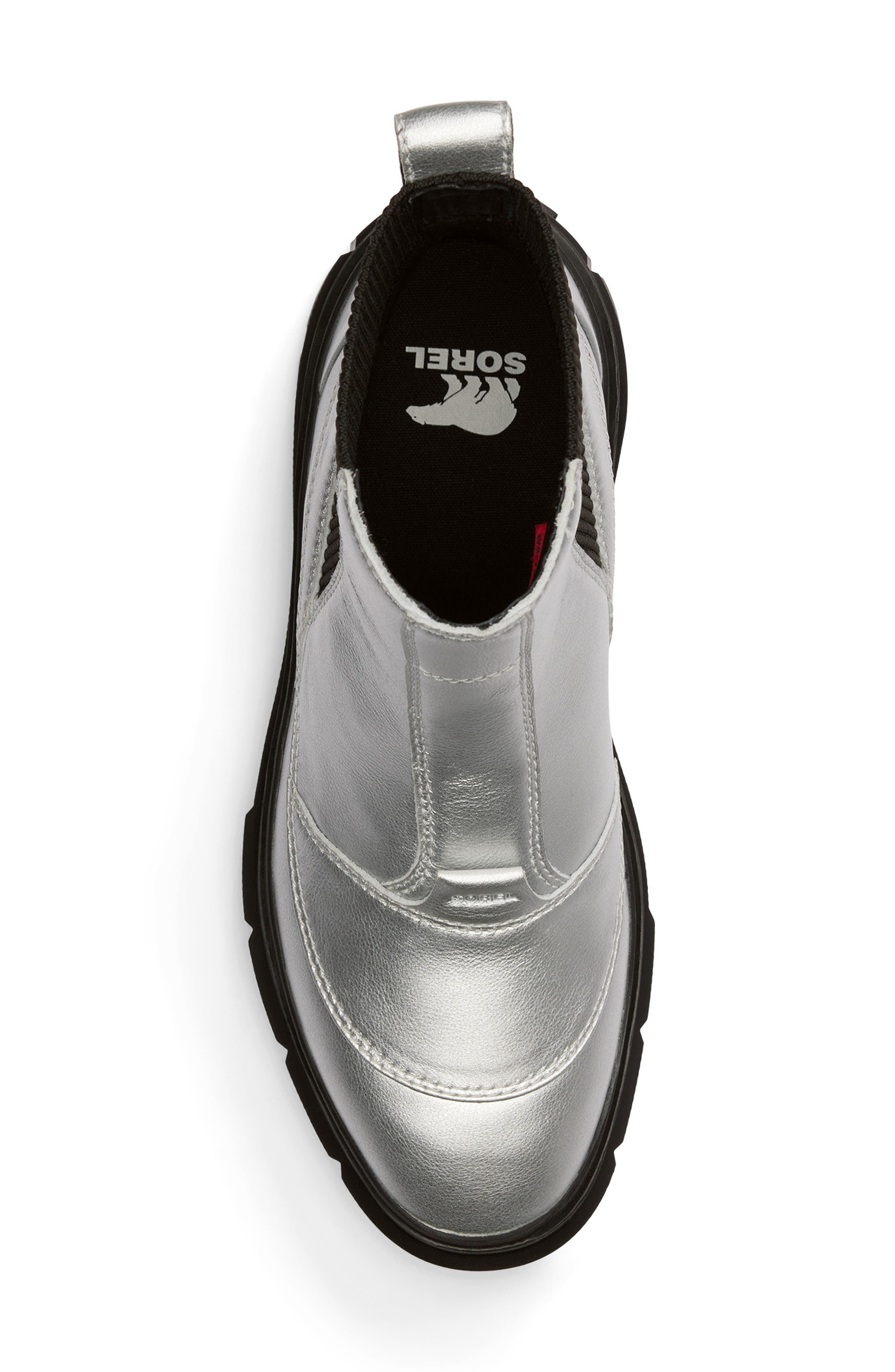 SOREL CARIBOU X Waterproof Platform Chelsea Boot, Alternate, color, Pure Silver/ Black