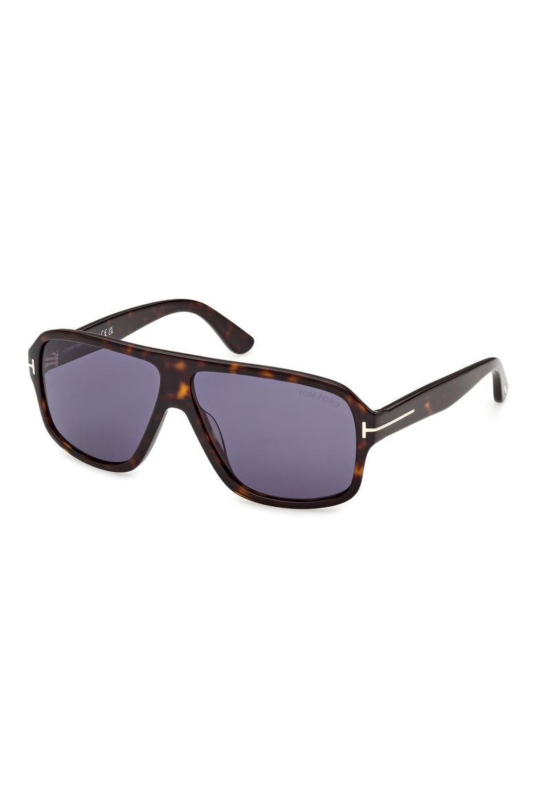 William 0-2 63mm Oversize Navigator Sunglasses, Alternate, color, DARK HAVANA / BLUE