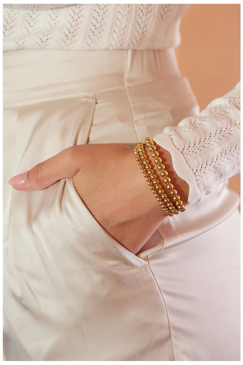 Makenna Set of 3 Beaded Stretch Bracelets, Alternate, color, GOLD