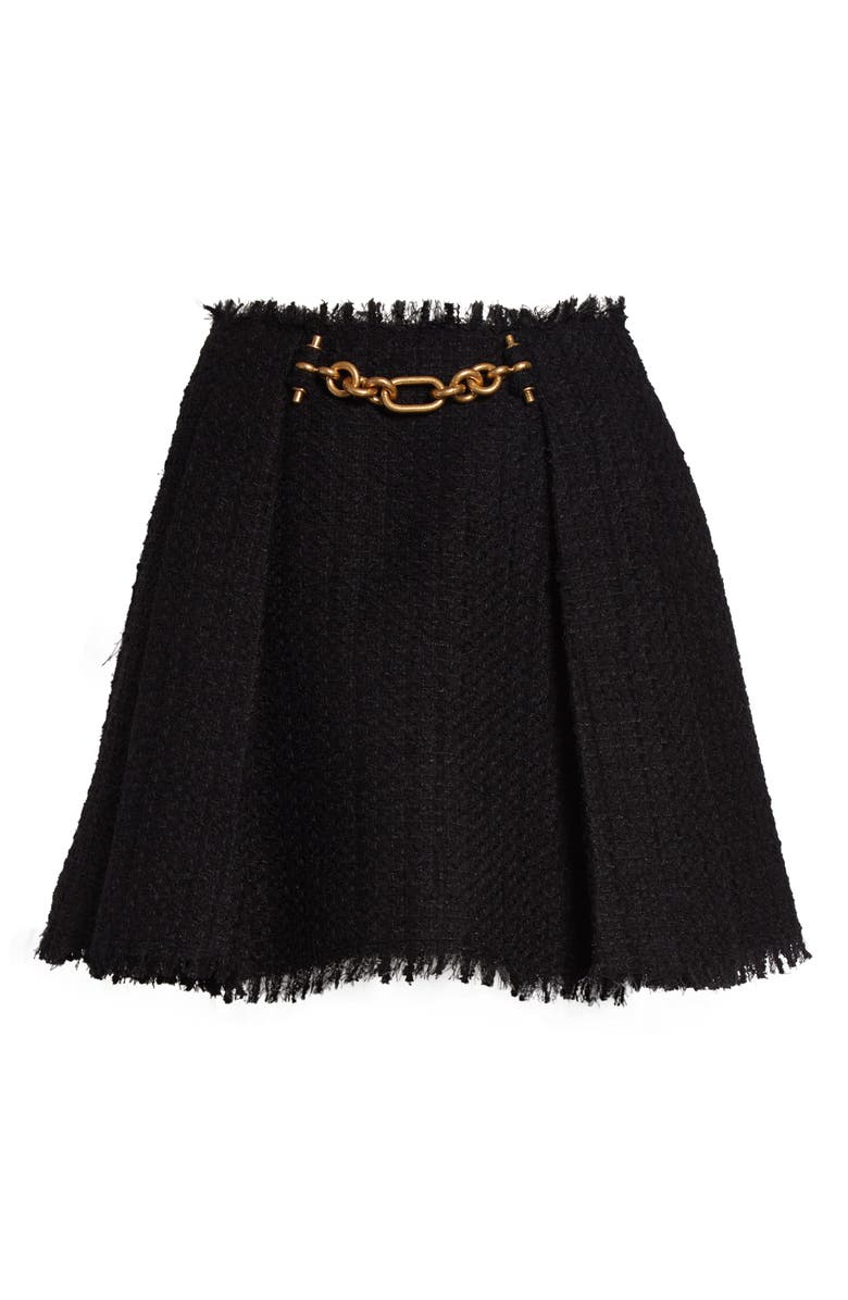 Balmain Chain Tweed A-Line Miniskirt, Alternate, color, 0Pa Black