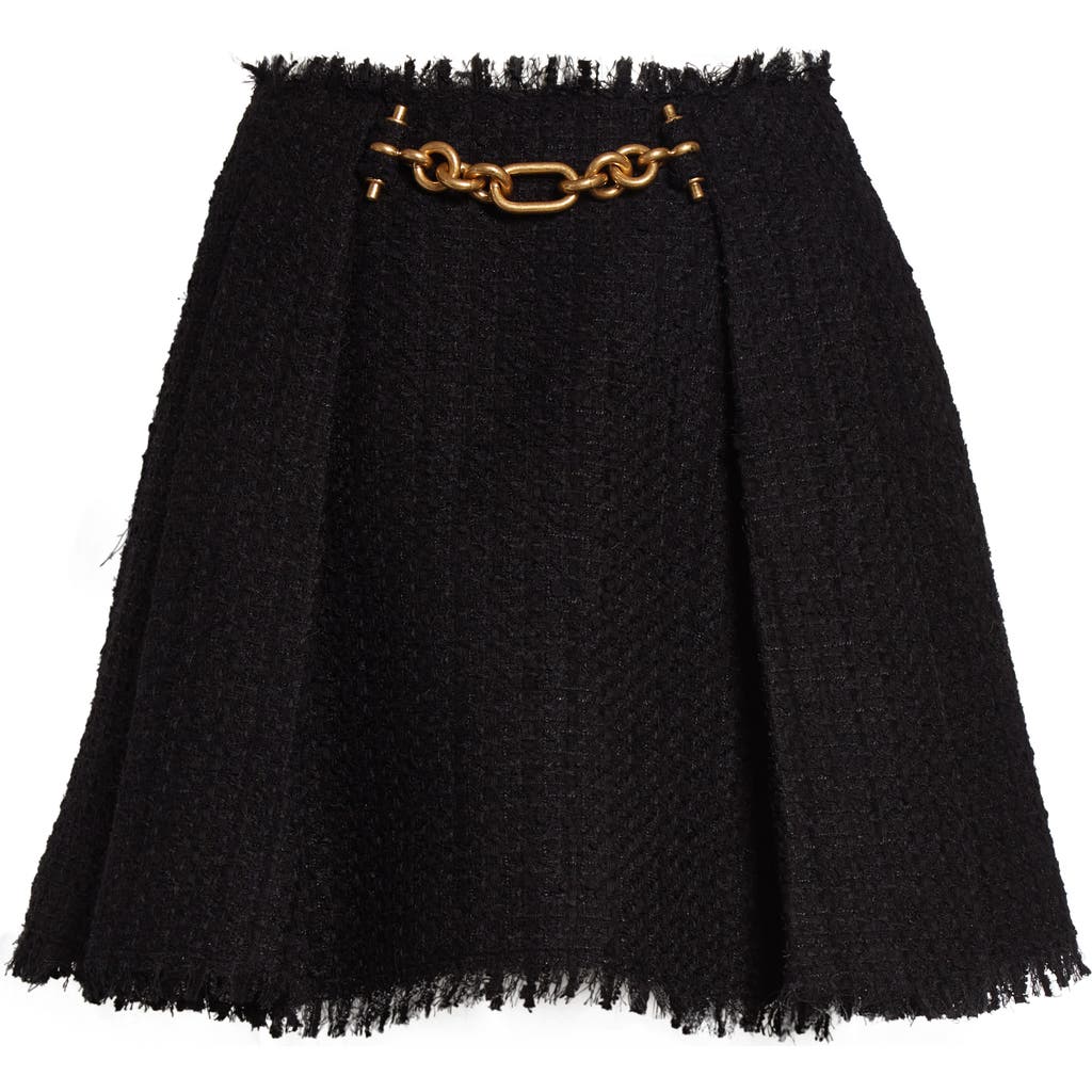 Balmain Chain Tweed A-line Miniskirt In Black